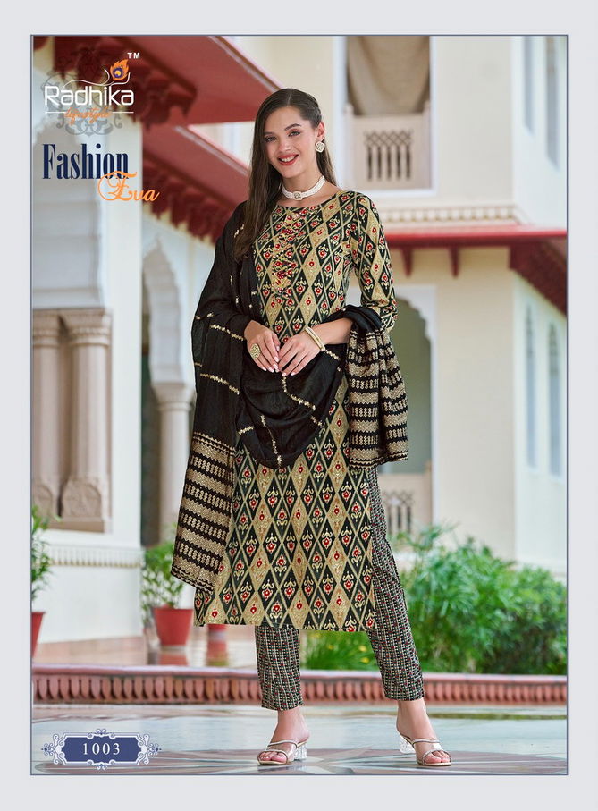 Fashion Eva Vol 1 By Radhika Handwork Rayon Kurti Bottom With Dupatta Wholesalers In Delhi
